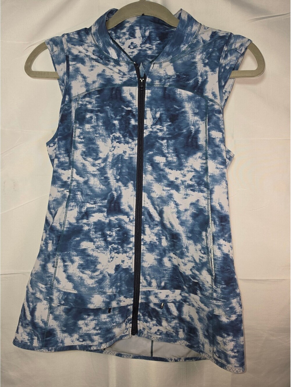 lululemon Light Speed Running Vest Women’s Size 4 Blue White Tie Dye Full Zip